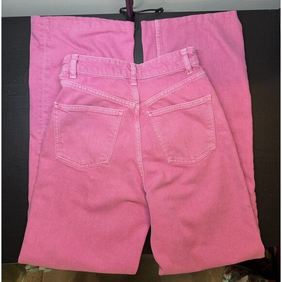Zara High Rise Wide Leg Jeans Pink Sz 4 Barbie Preppy - Picture 3 of 7